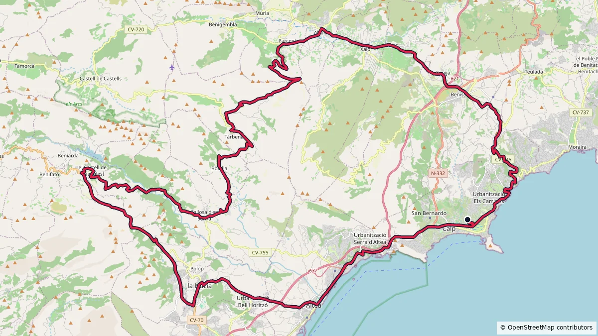 Calpe - 103 km - 1911 m route on map