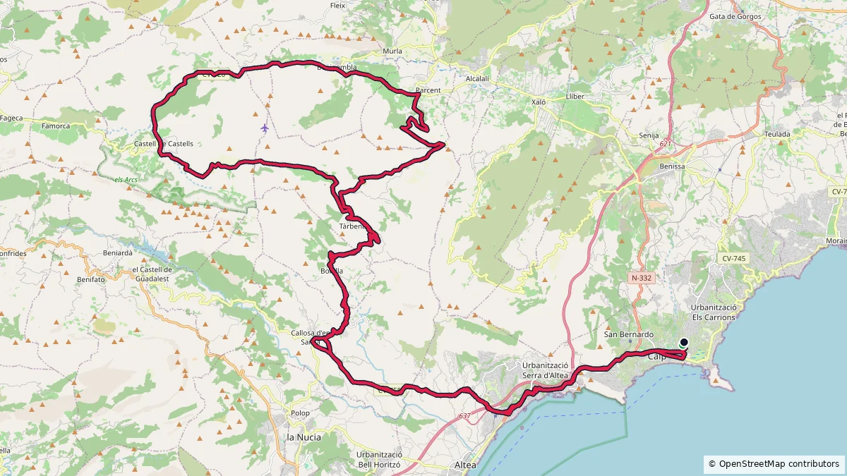 Calpe - 106 km - 1955 m route on map