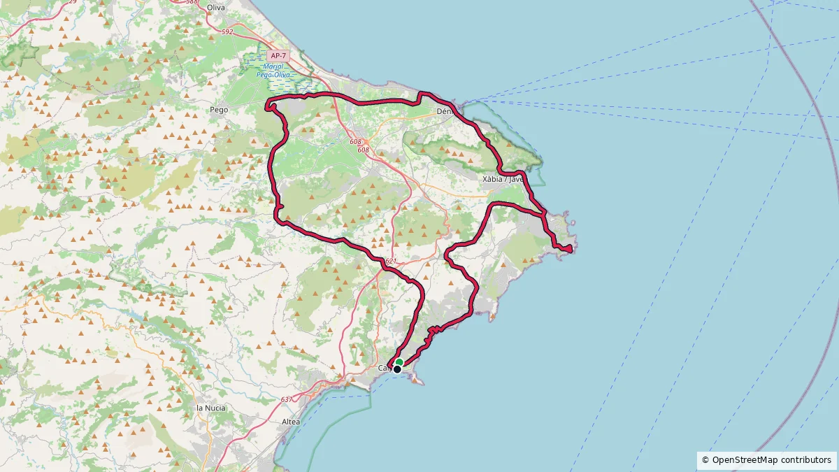 Calpe - 115 km - 1463 m route on map