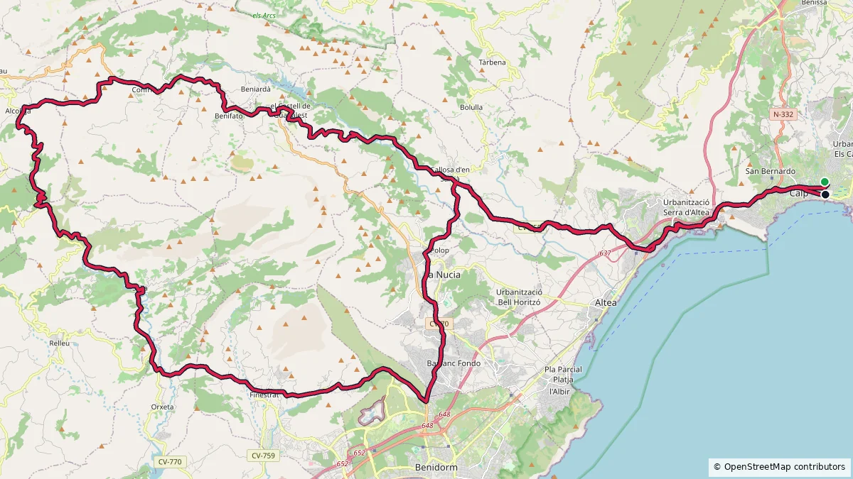 Calpe - 118 km - 2245 m route on map