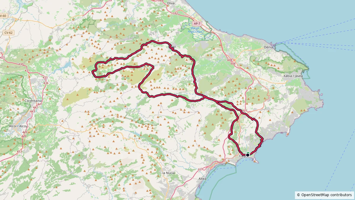 Calpe - 128 km - 1940 m route on map