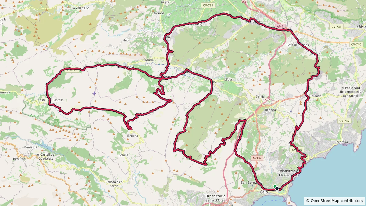 Calpe - 128 km - 1979 m route on map