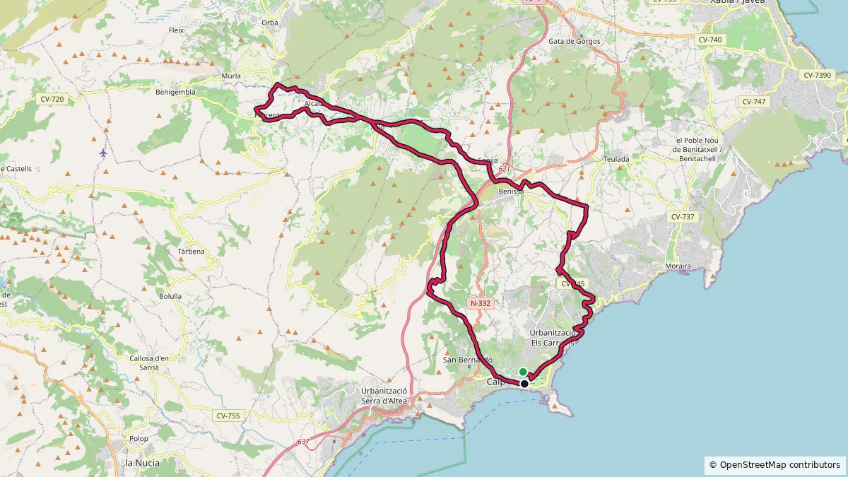 Calpe - 57 km - 790 m route on map