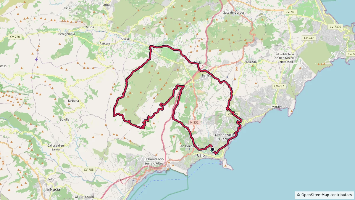 Calpe - 60 km - 1015 m route on map