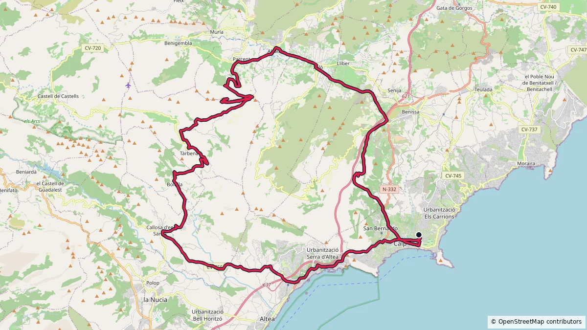 Calpe - 77 km - 1565 m route on map