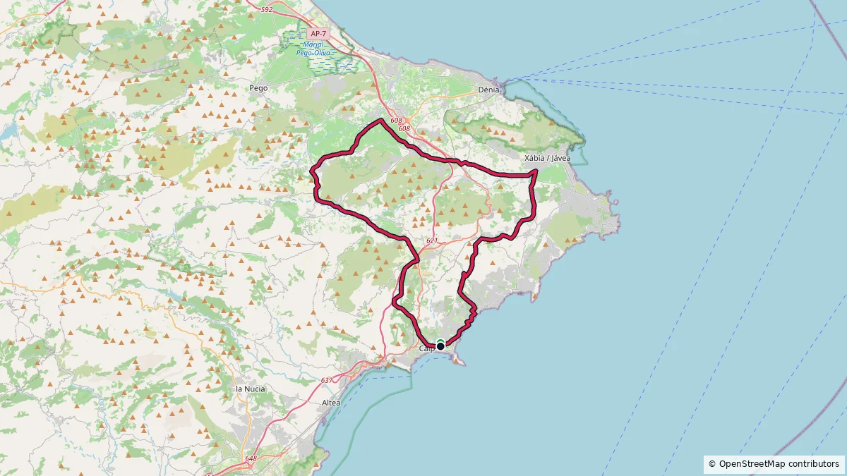 Calpe - 77 km - 924 m route on map