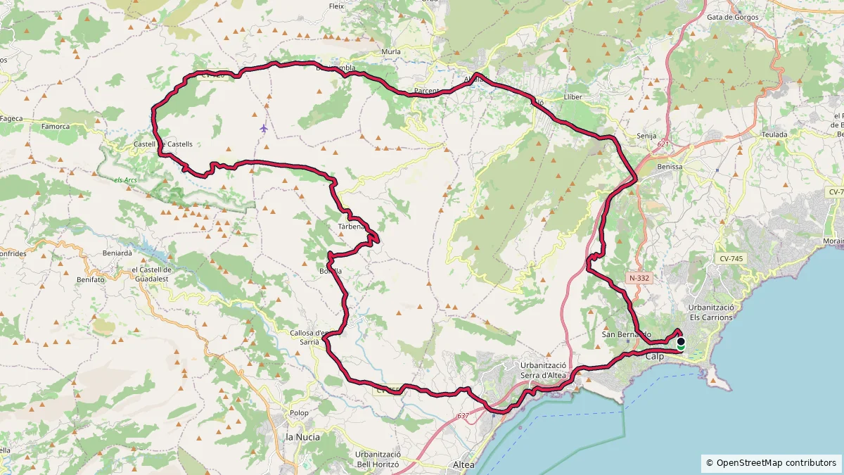 Calpe - 84 km - 1413 m route on map